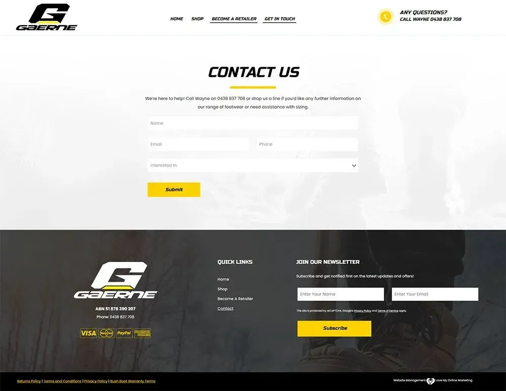 G Walking contact page preview