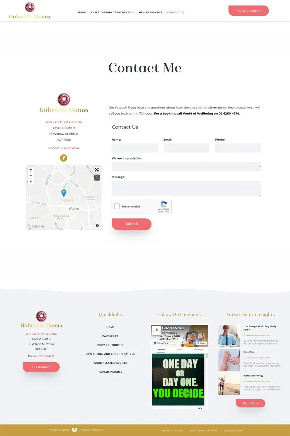 Gabriella Monus contact us page preview