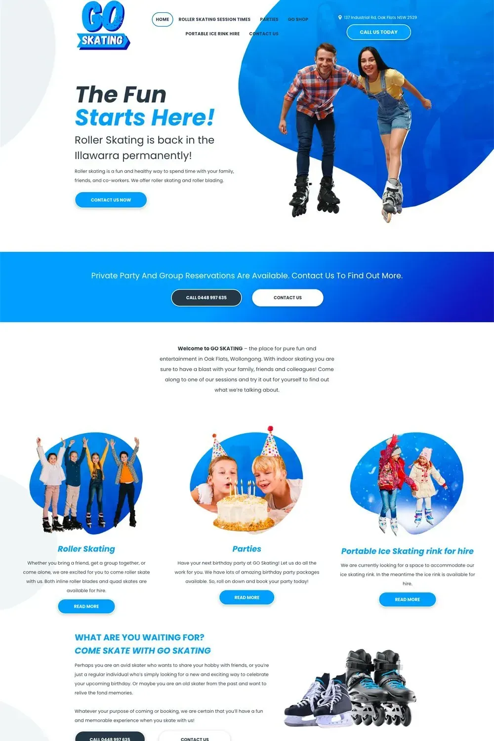 GO SKATING home page preview