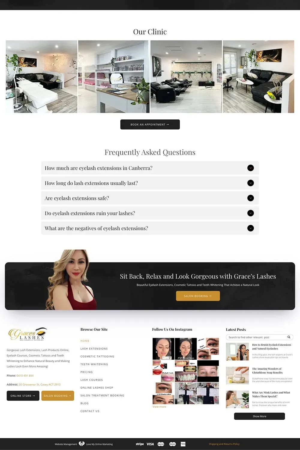 Grace's Lashes home page preview #2