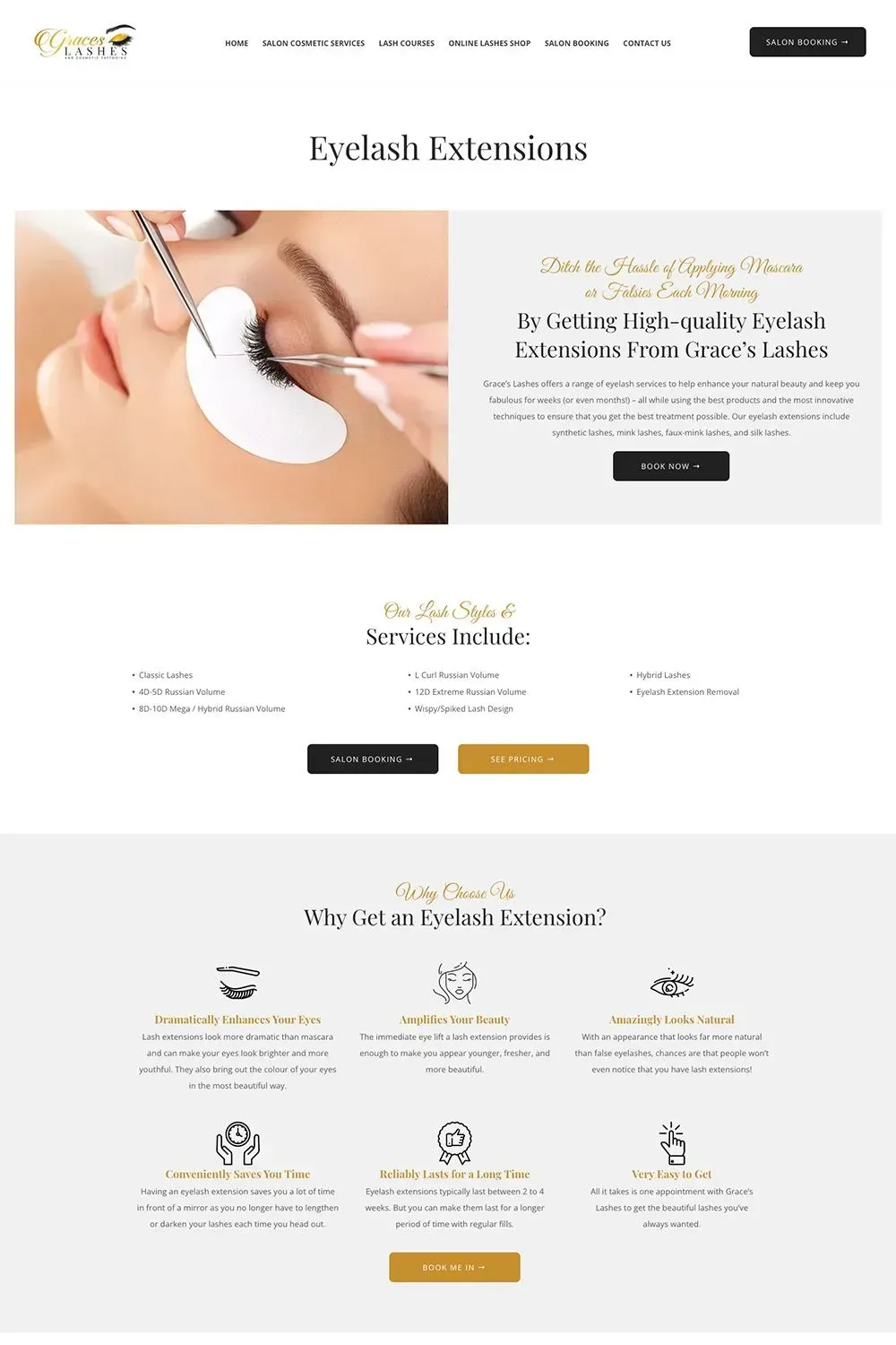 Grace's Lashes service page preview