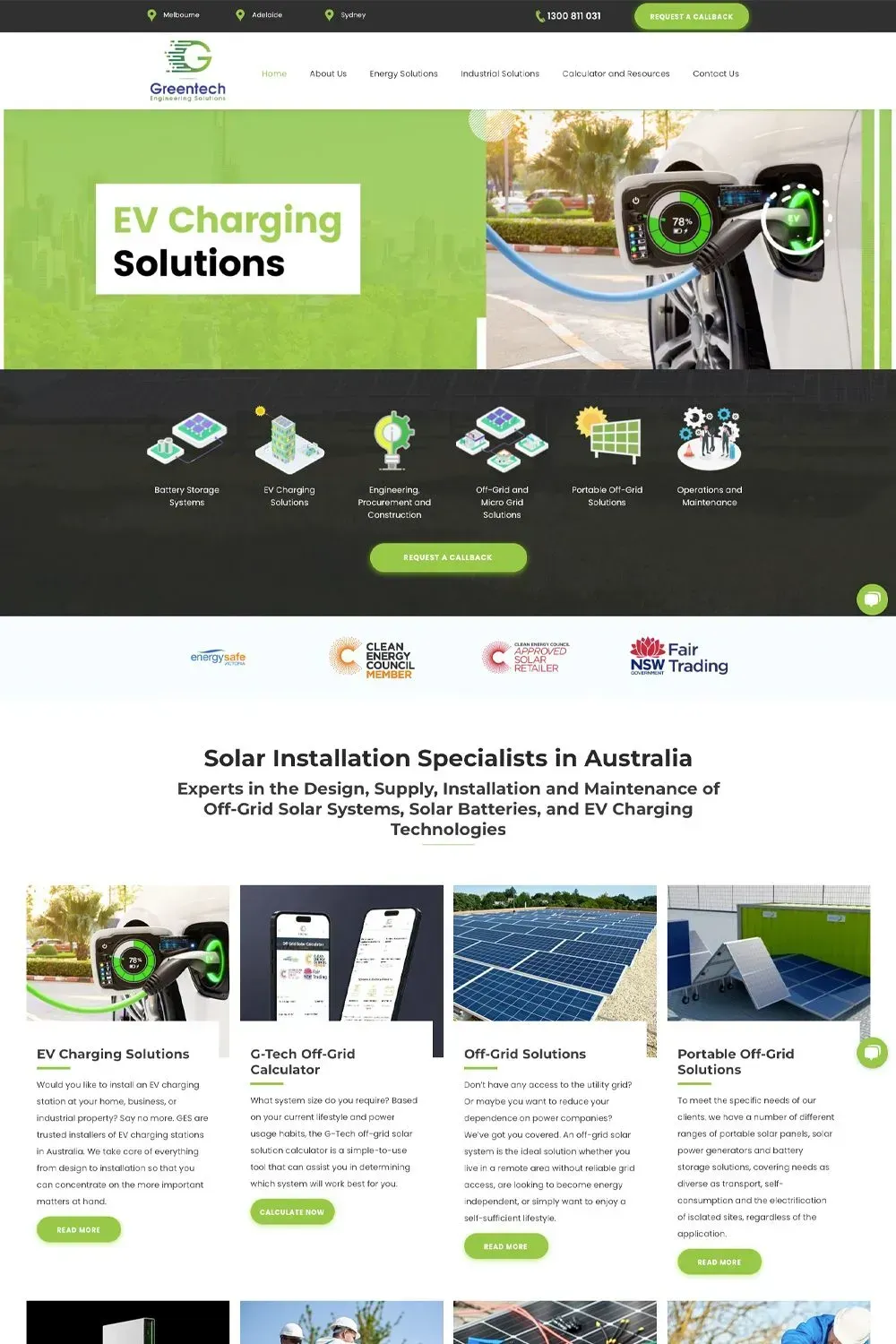 Greentech Engineering Solutions home page website preview