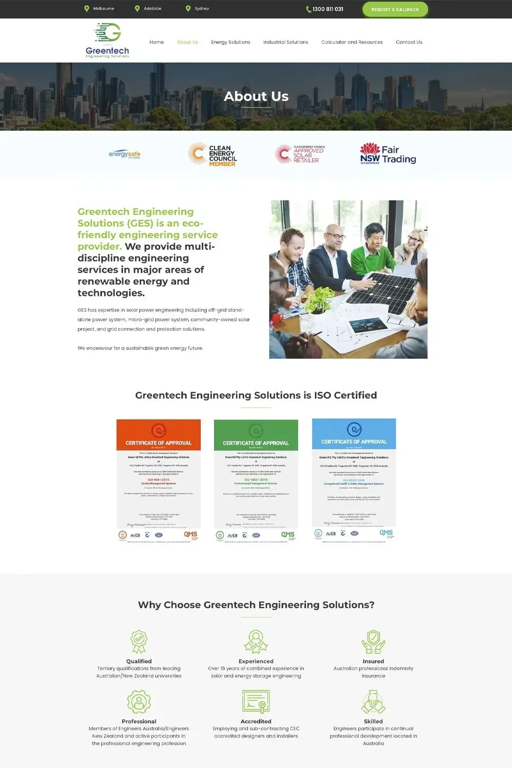 Greentech Engineering Solutions internal page website preview #1