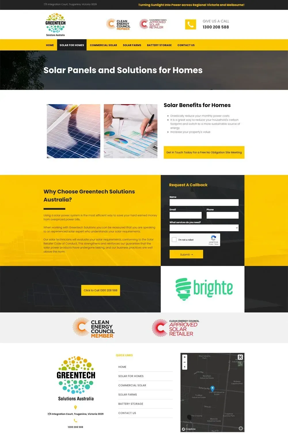 Greentech Solutions website preview - home page lower half