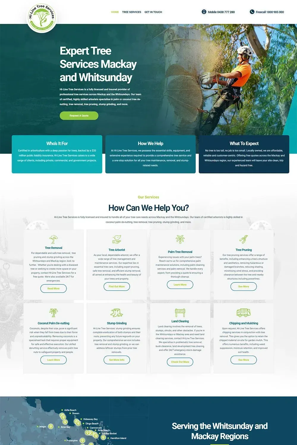 Hi-Line Tree Services home page preview