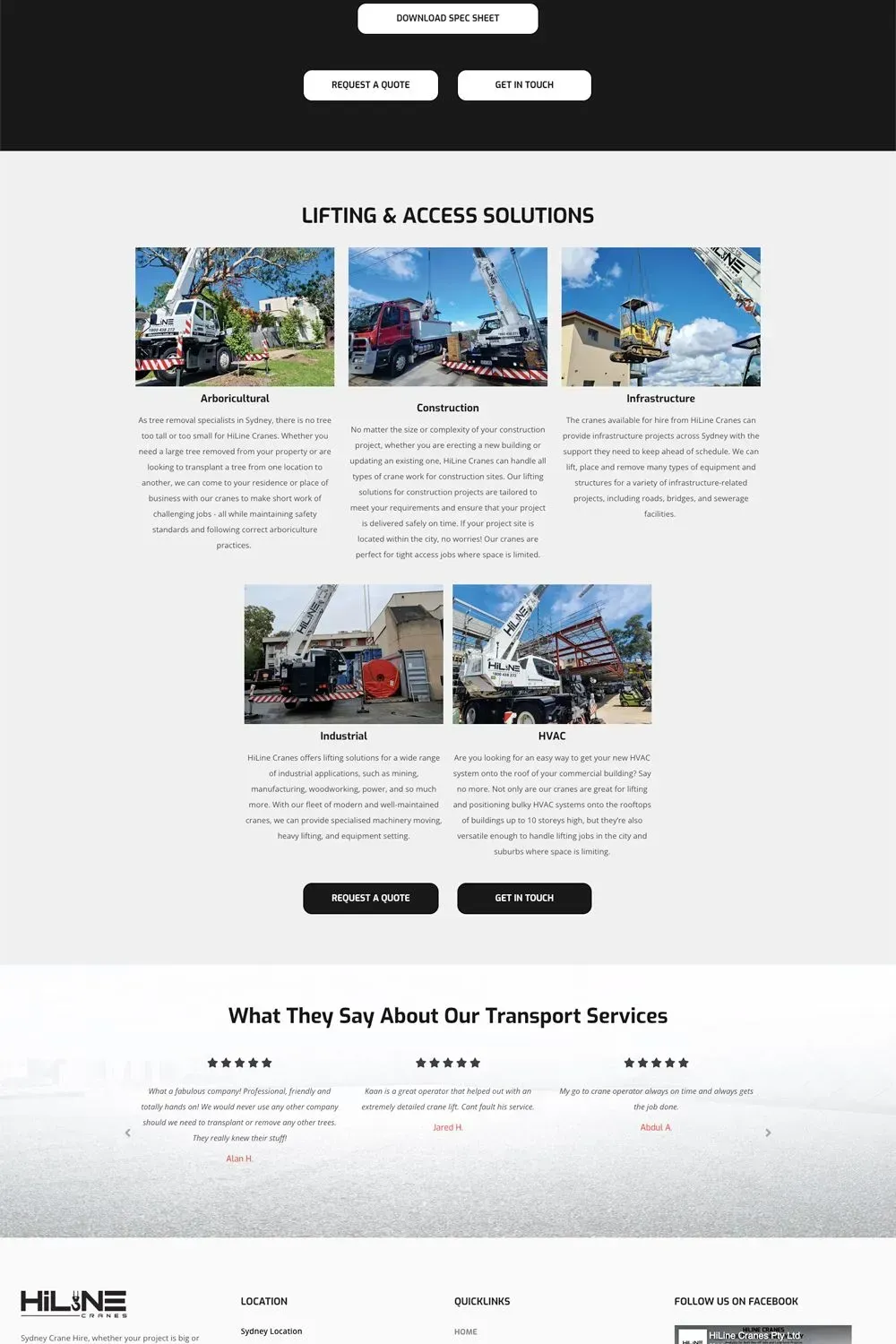 HiLine Cranes internal page preview #2