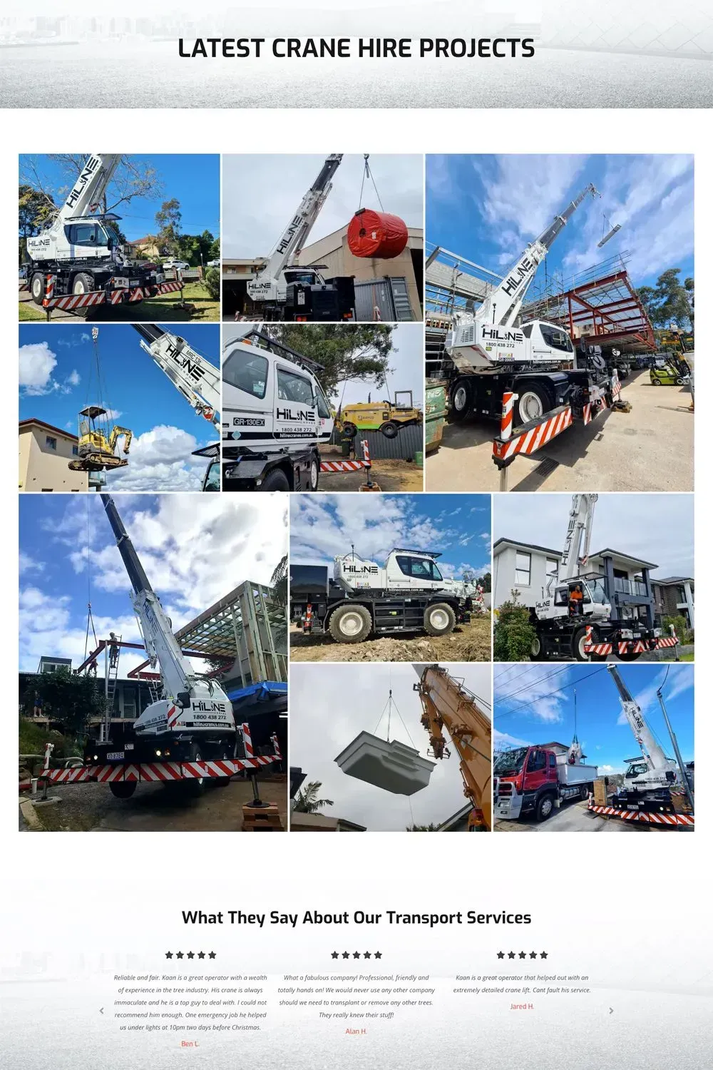 HiLine Cranes portfolio page preview