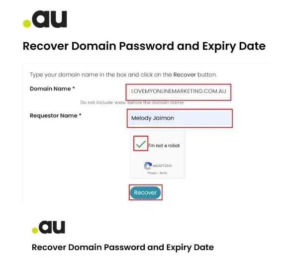 the recover button
