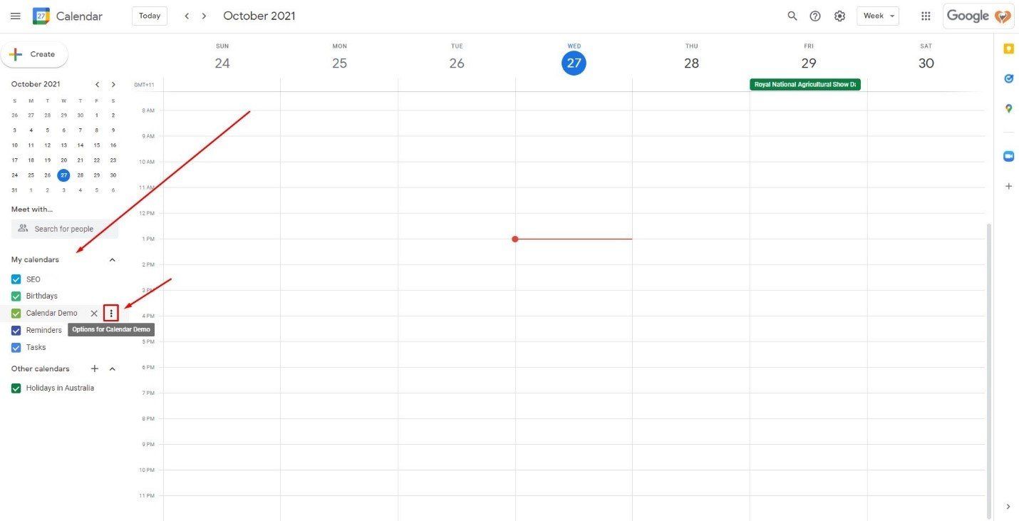 setting the Google Calendar to public