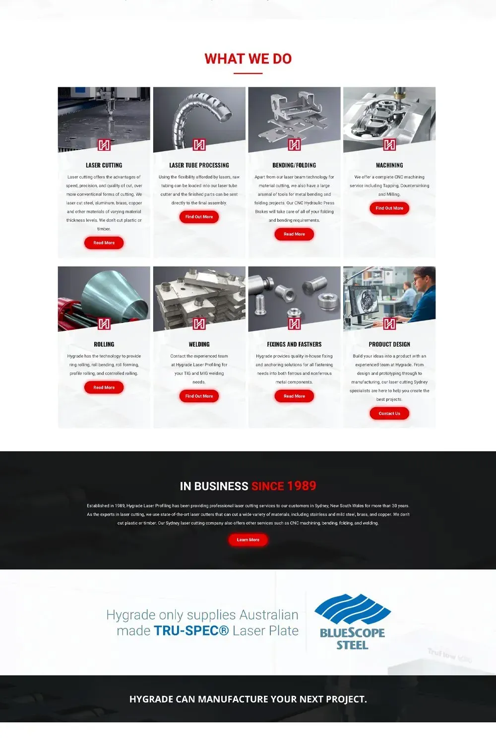 Hygrade Laser Profiling home page preview #2