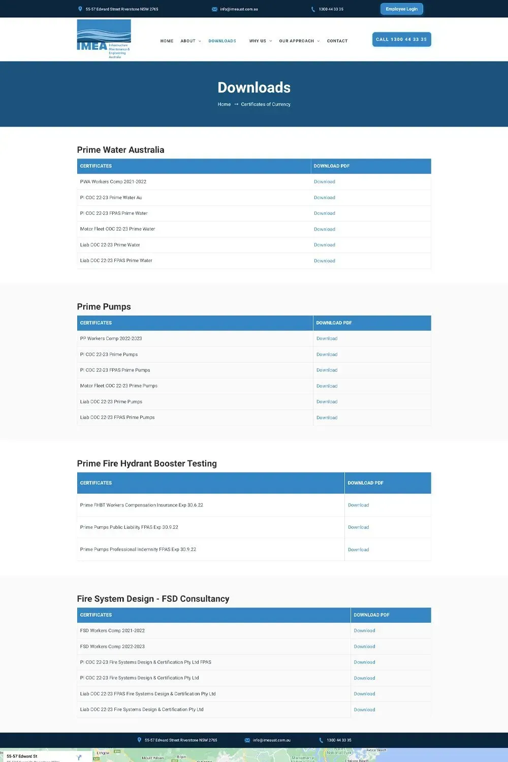 IMEA Group internal page preview
