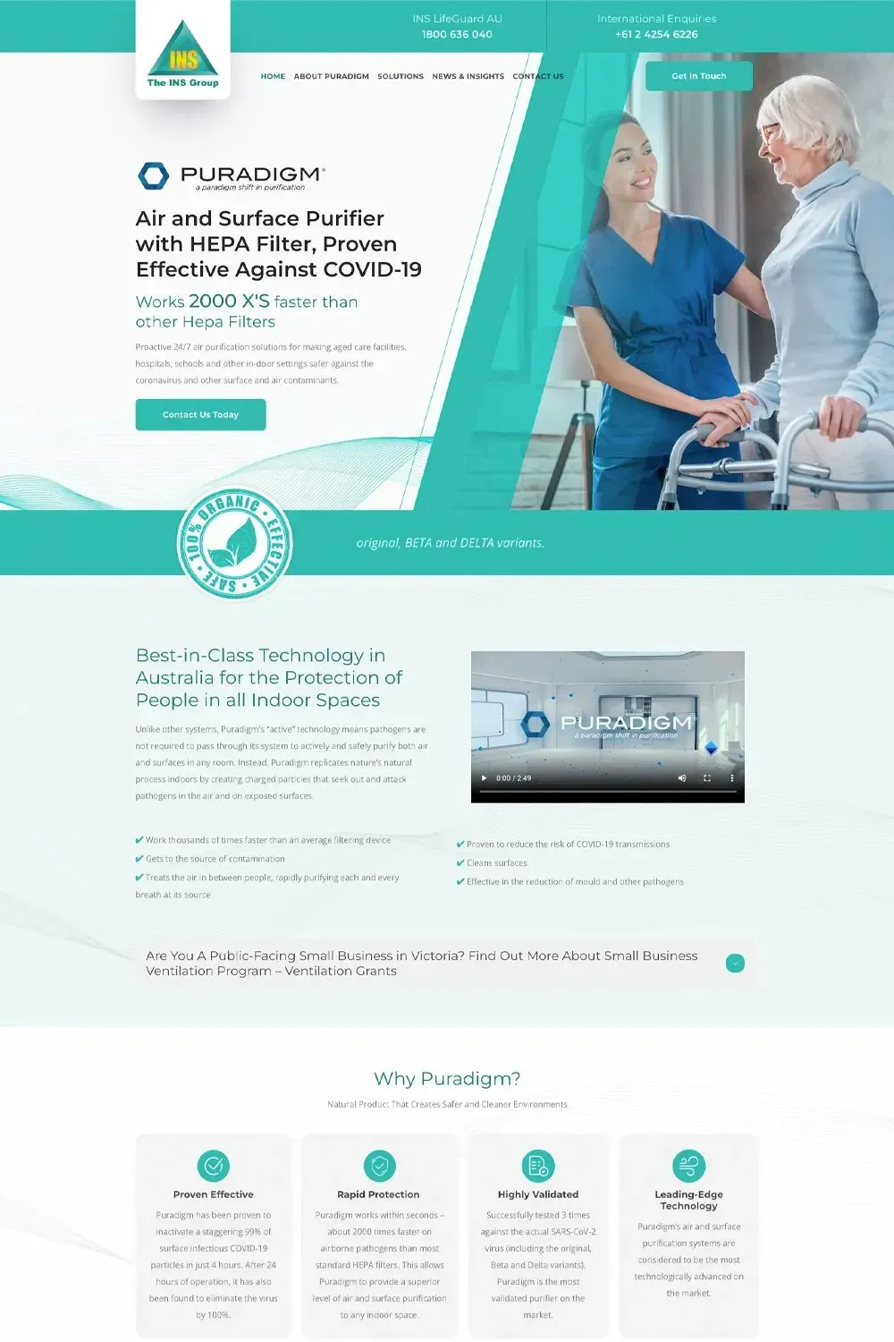 INS Air Purifiers home page preview