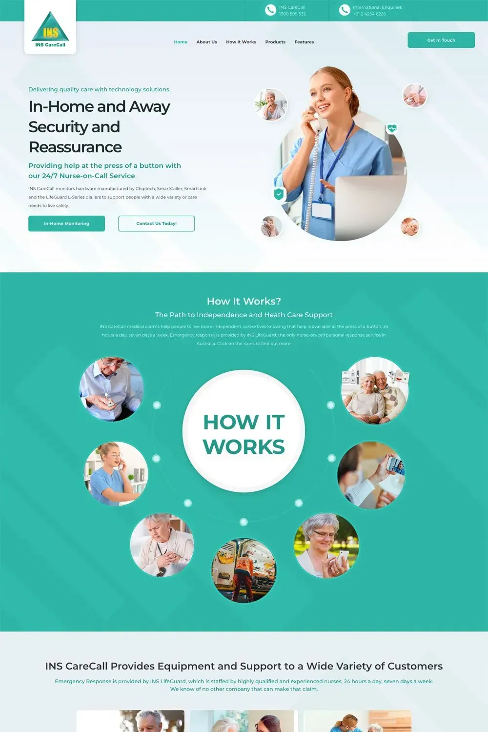 INS CareCall home page preview
