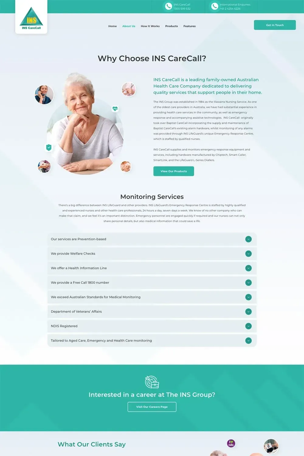 INS CareCall internal page preview