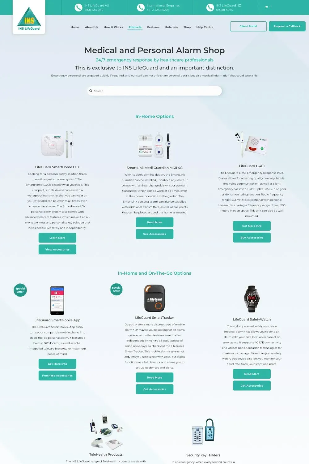 INS LifeGuard products page preview