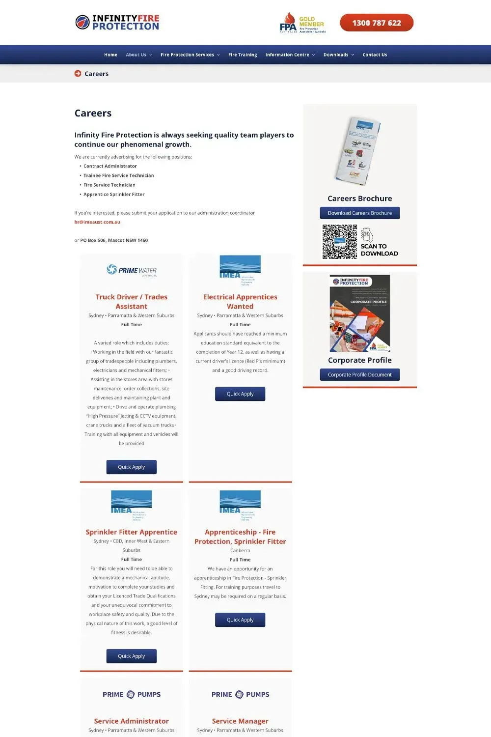 Infinity Fire Protection internal page website preview #2