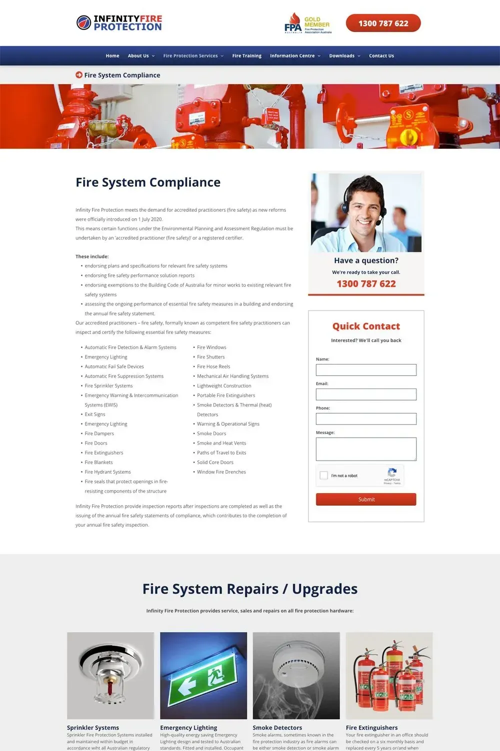 Infinity Fire Protection internal page website preview #3