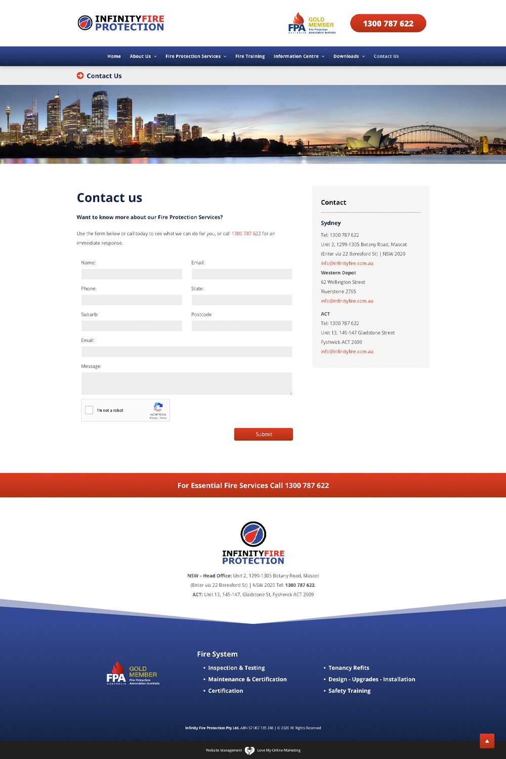 Infinity Fire Protection internal page website preview #5