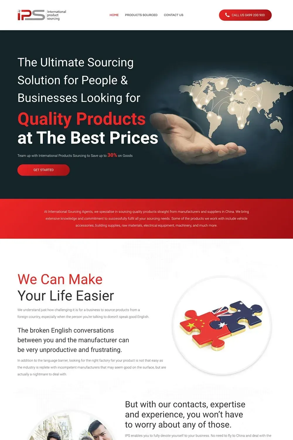 International Product Sourcing home page preview