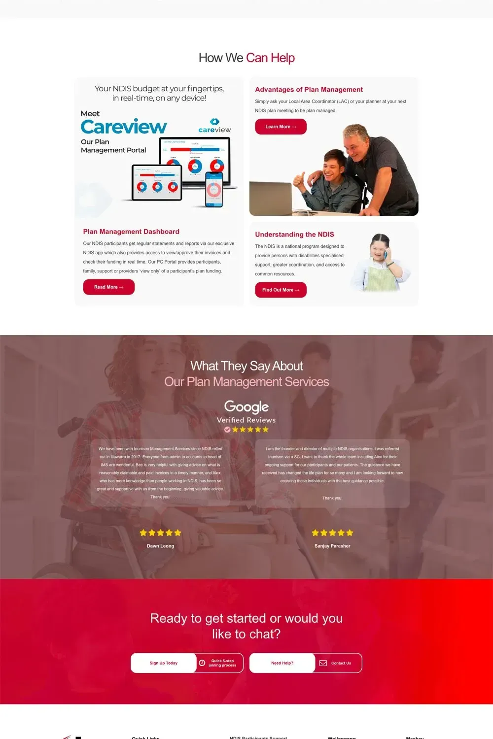 Inunison Management Services internal page preview