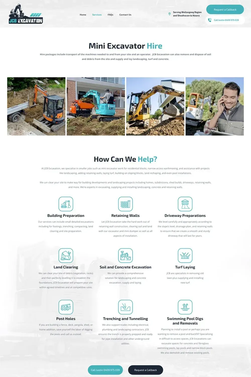 JCB Excavation home page website preview #2