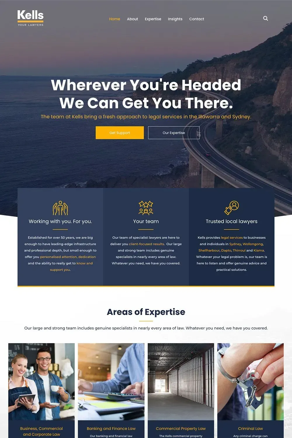 Kells the Lawyers home page preview