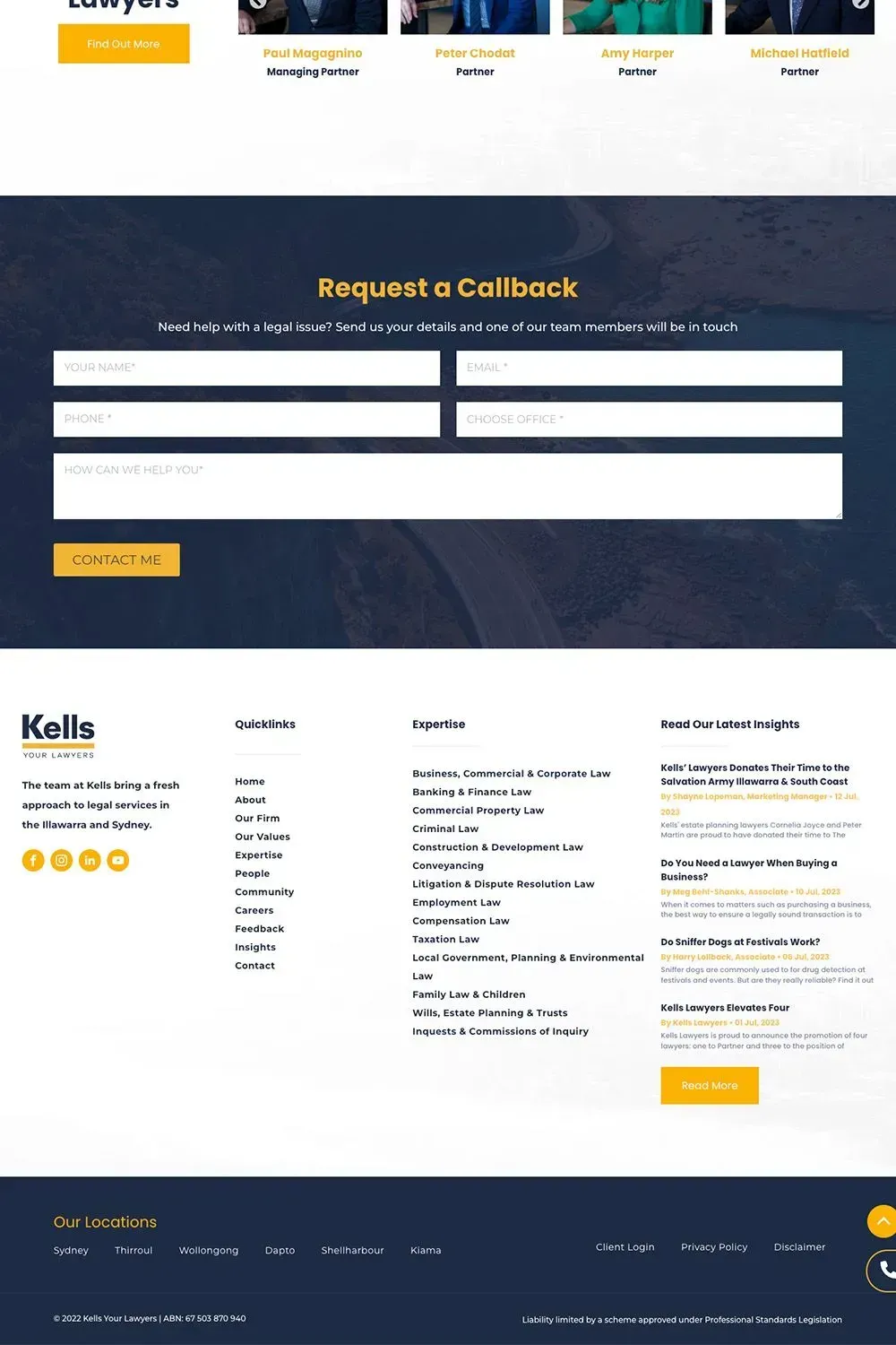 Kells the Lawyers home page preview #3