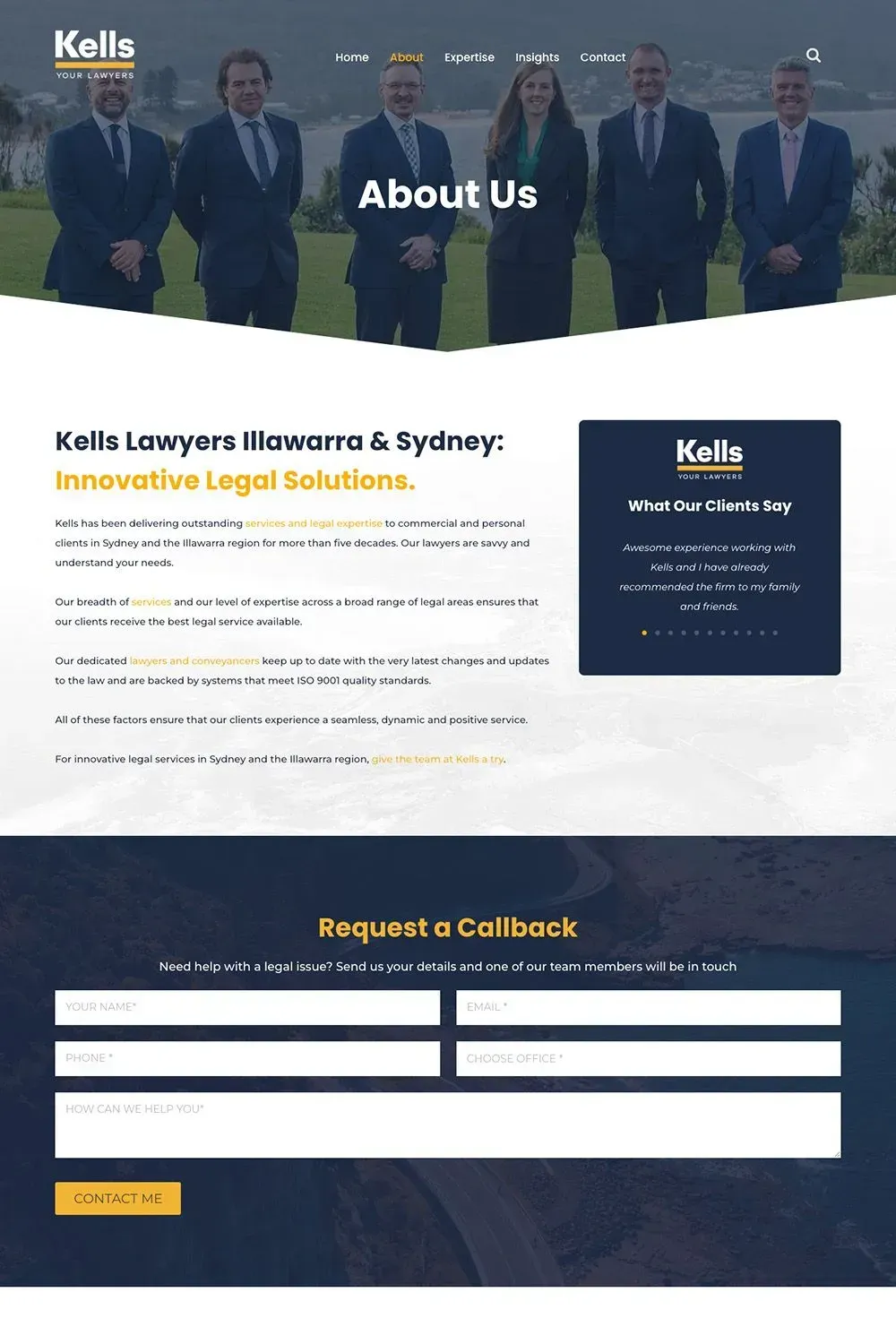Kells the Lawyers about us page preview