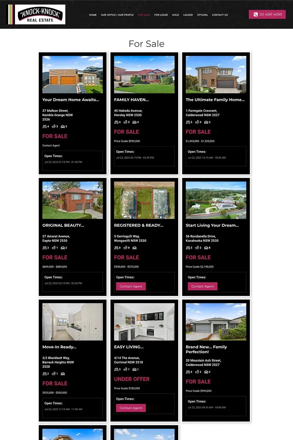 Knock Knock Real Estate internal page preview