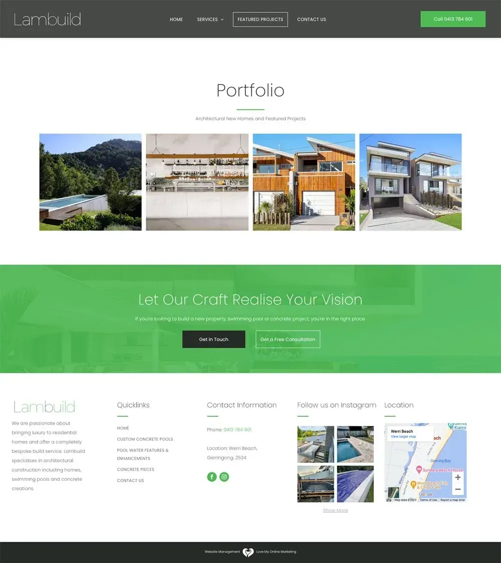 Lambuild portfolio page preview