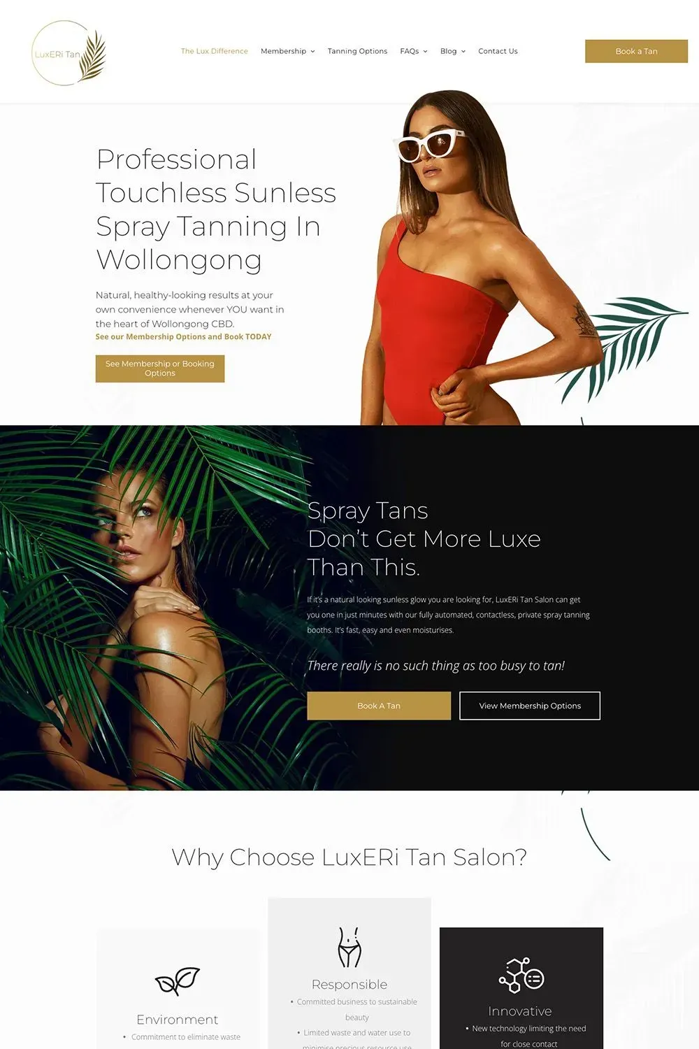 LuxERi Tan Salon home page preview