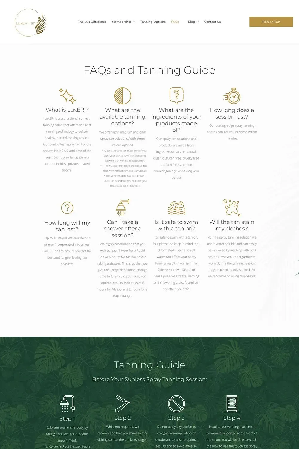 LuxERi Tan Salon internal page preview