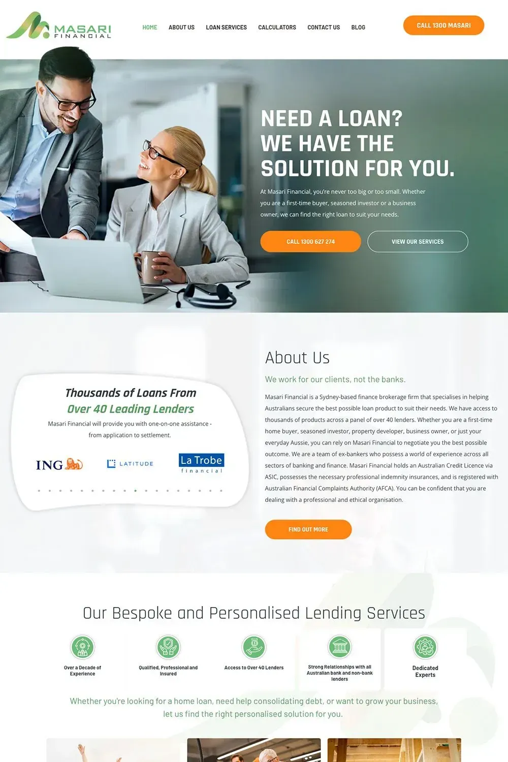 Masari Financial home page preview