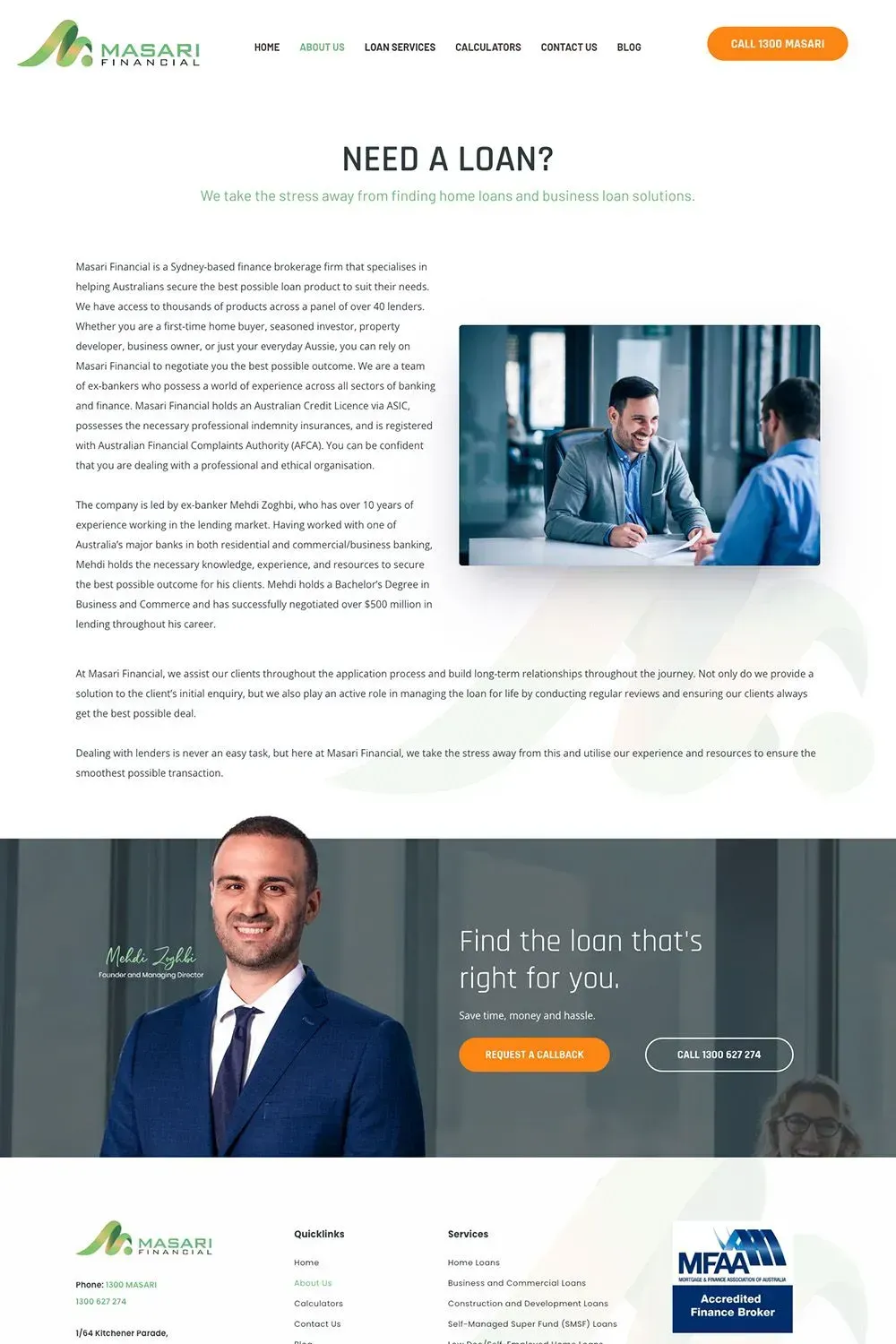 Masari Financial internal page preview
