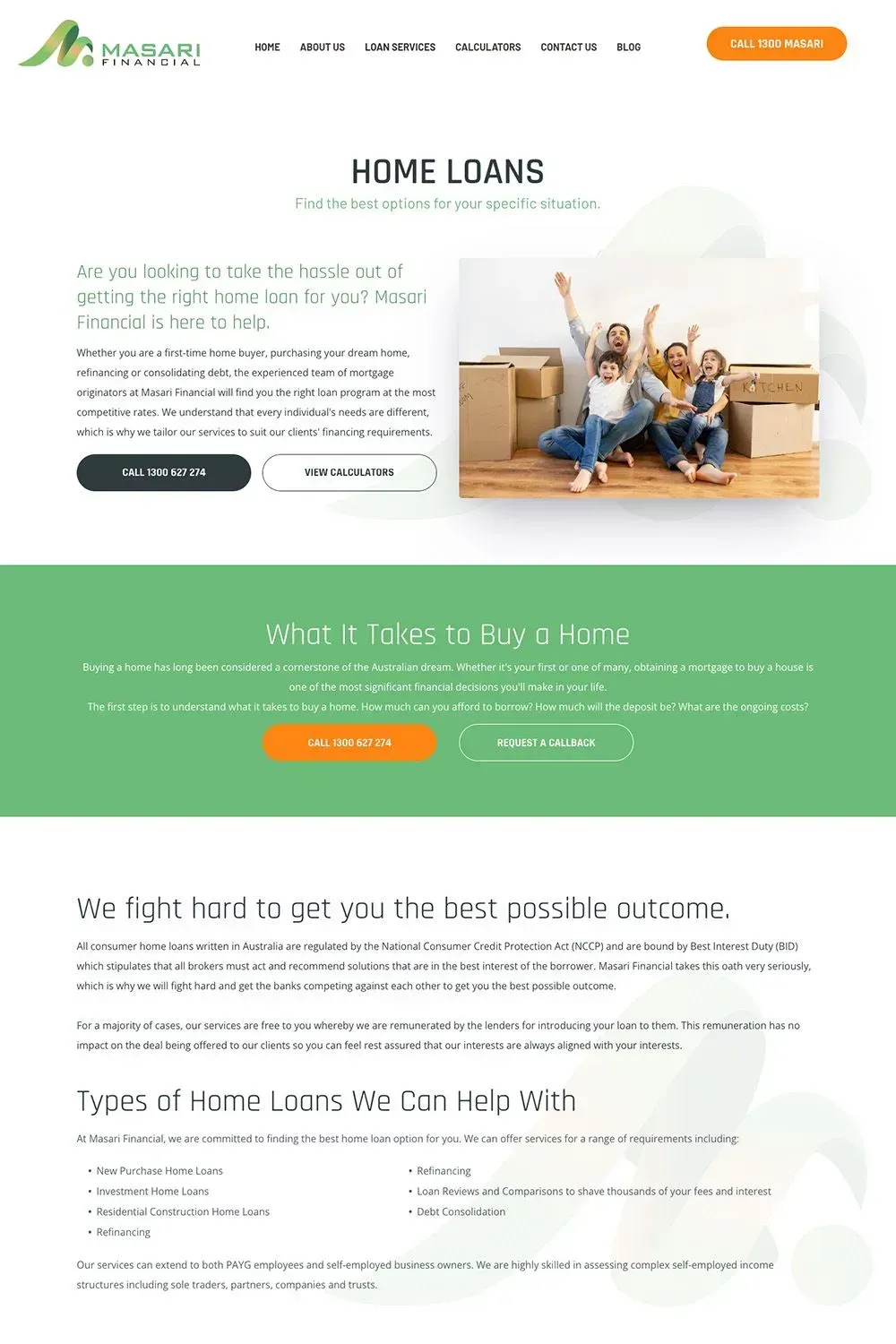 Masari Financial service page preview