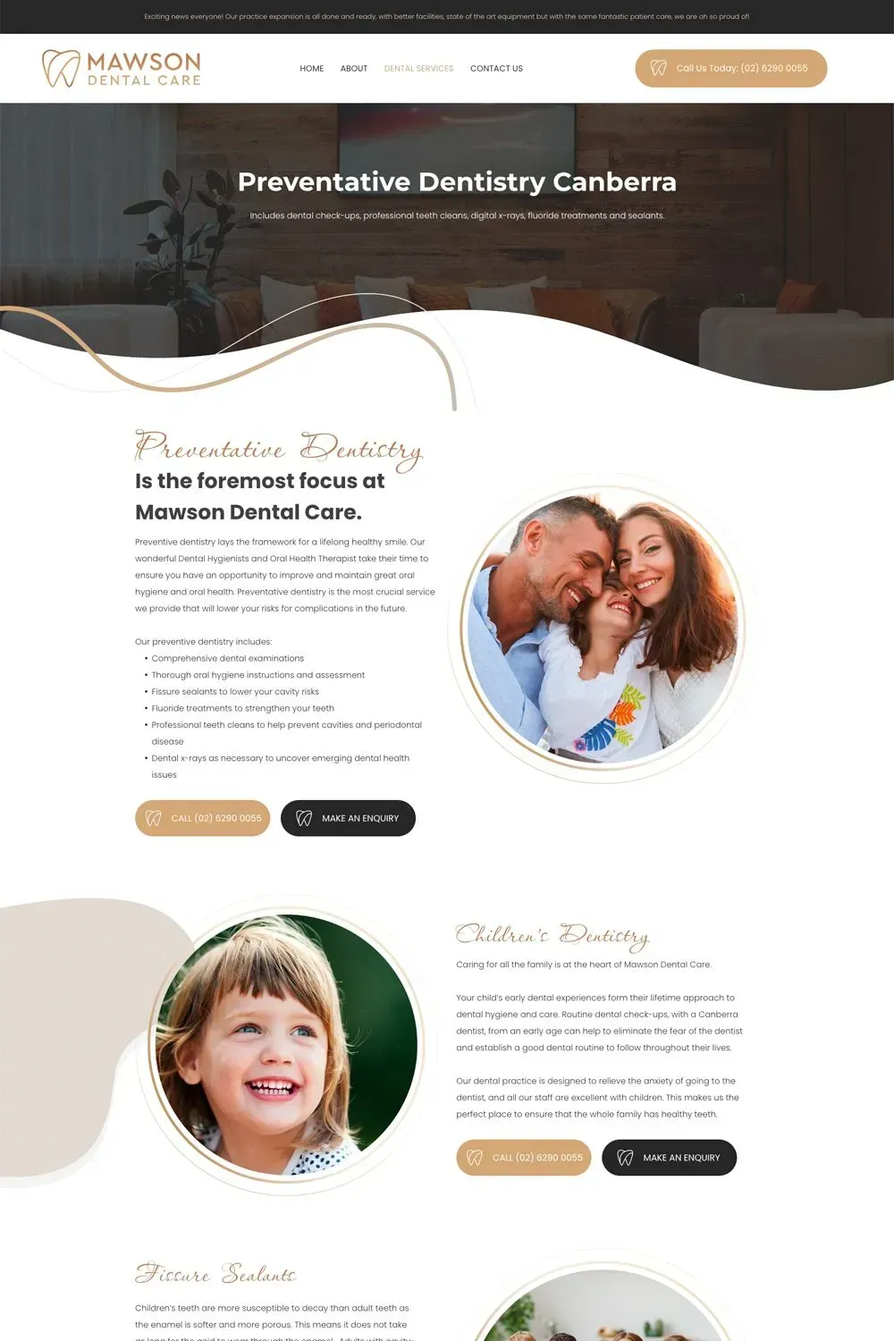 Mawson Dental Care service page preview