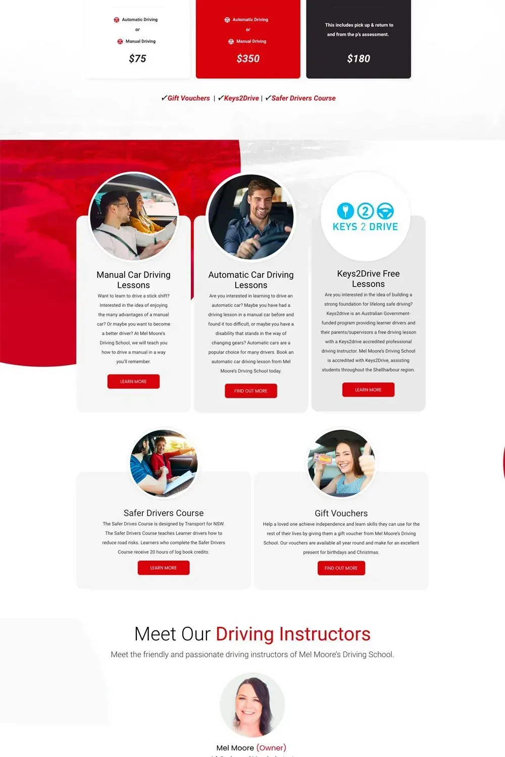 Mel Moore's Driving School home page preview #2