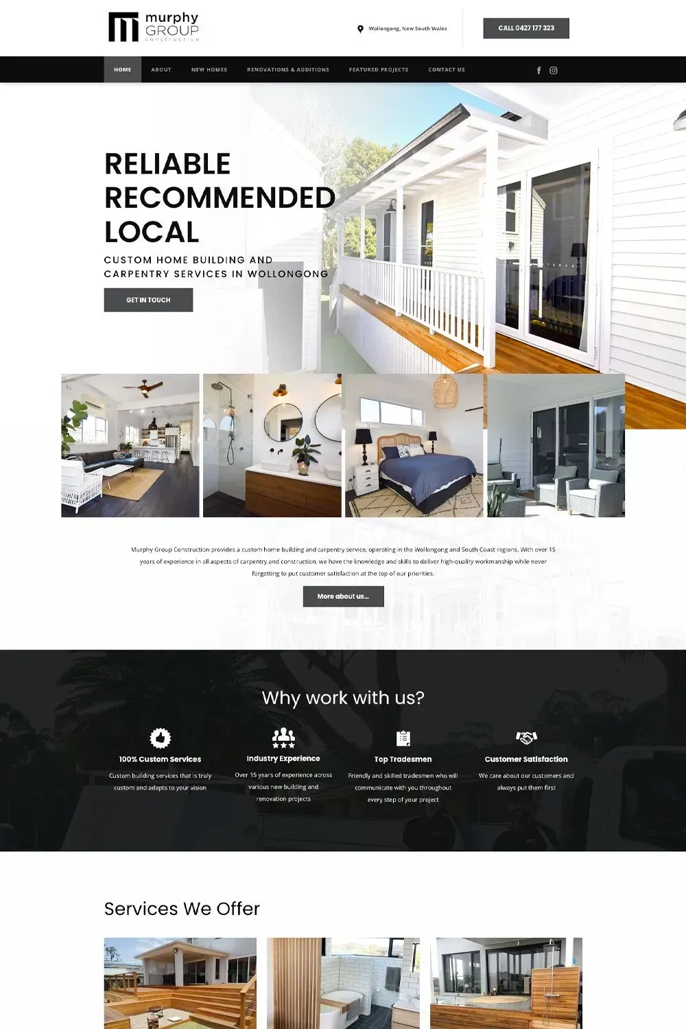 Murphy Group Construction home page preview