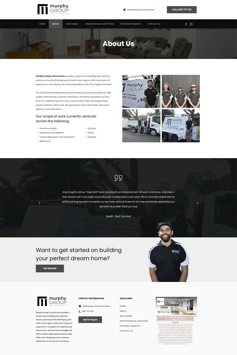 Murphy Group Construction about us page preview