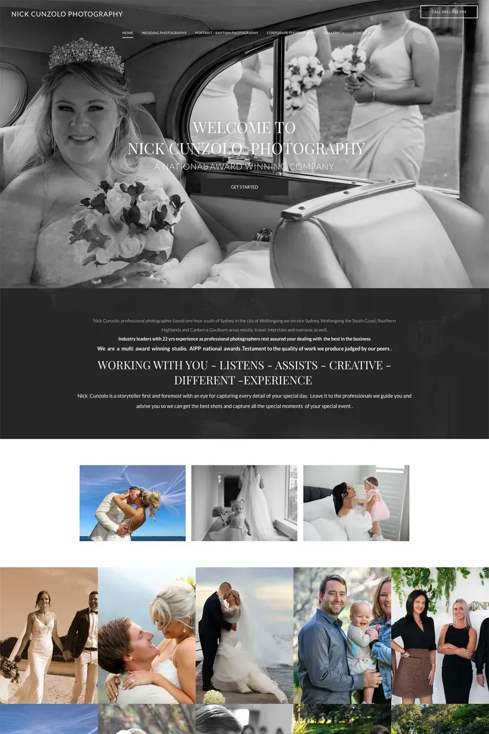 Nick Cunzolo Photography home page preview