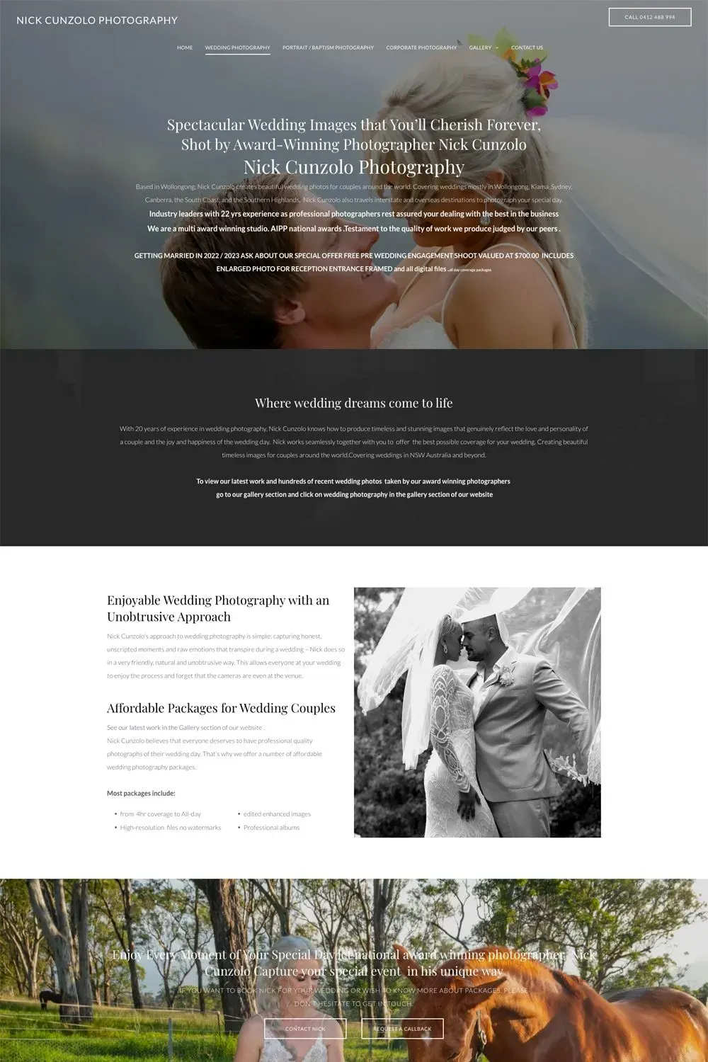 Nick Cunzolo Photography internal page preview