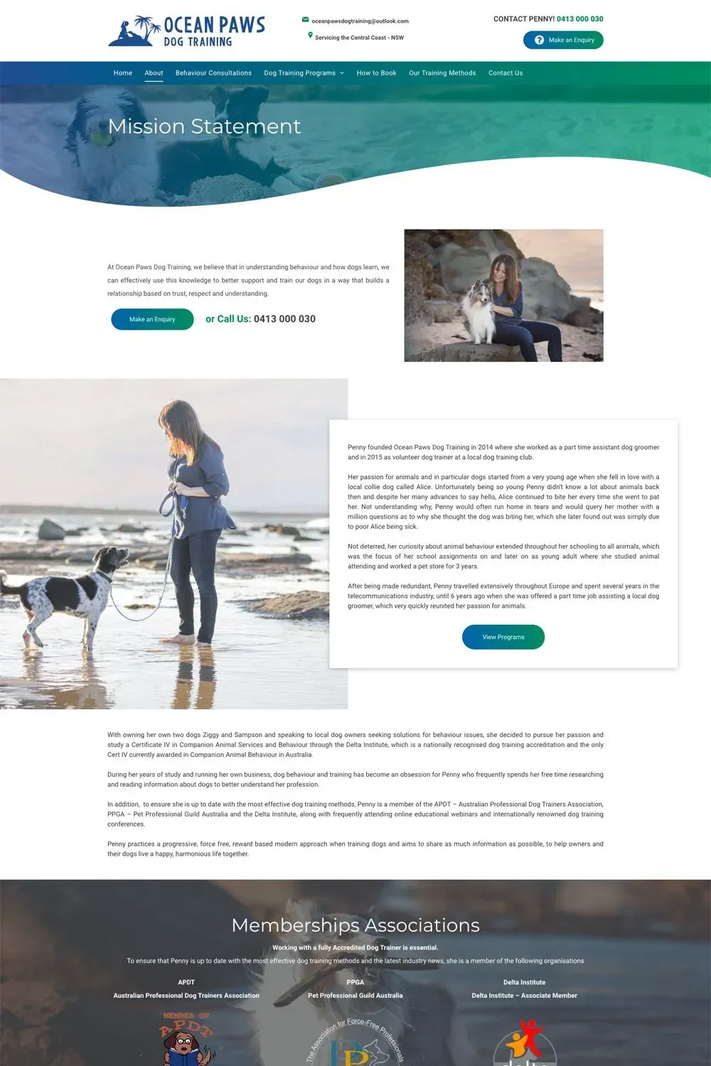 Ocean Paws internal page preview