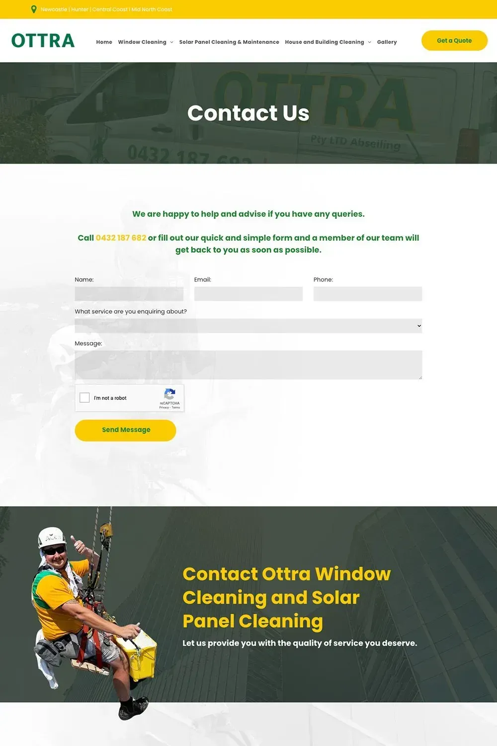 Ottra contact us page preview