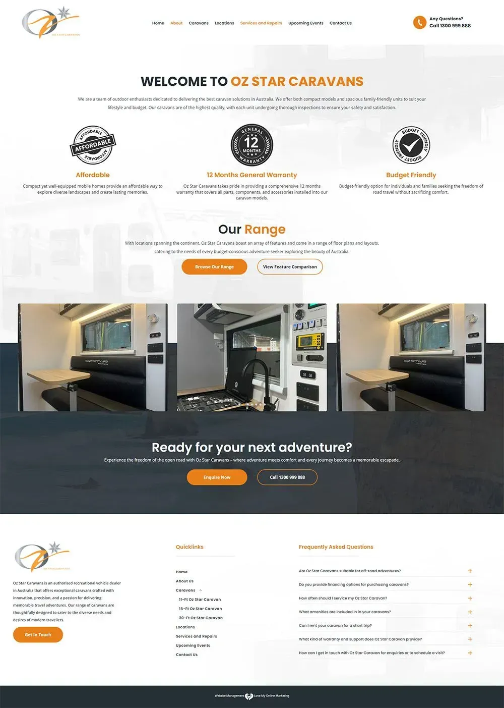 Oz Star Caravans internal page preview