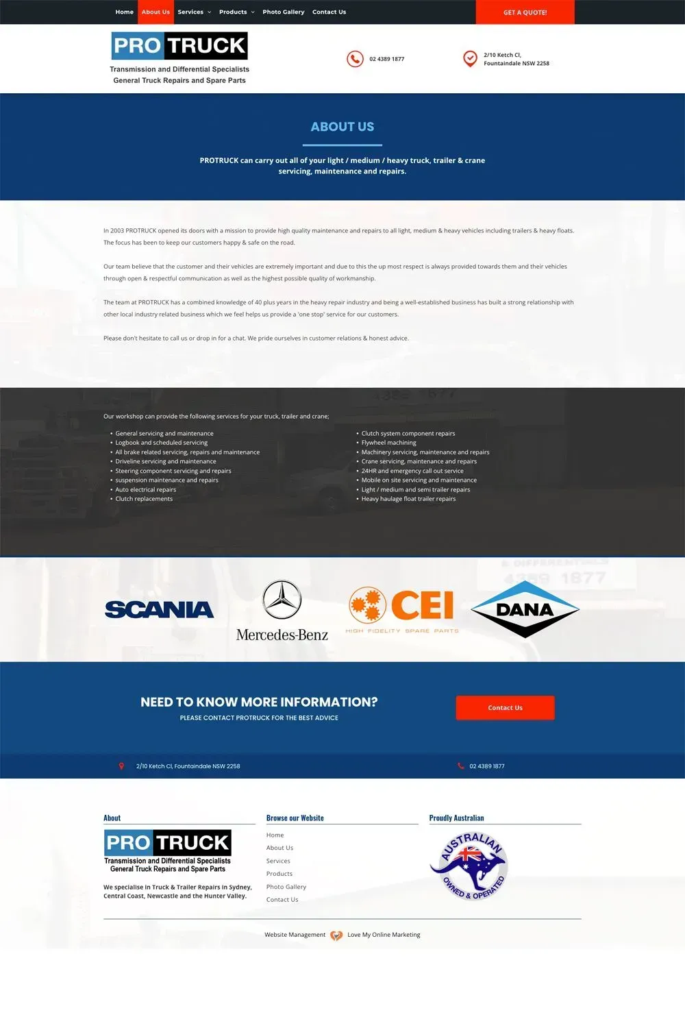PROTRUCK internal page website preview #1