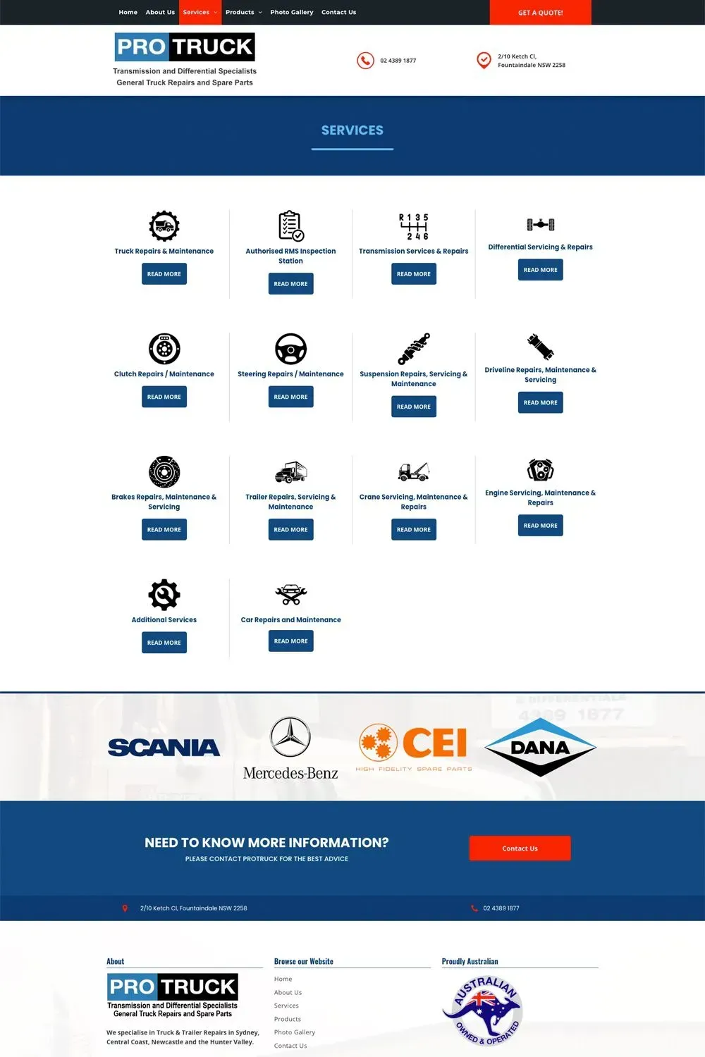 PROTRUCK internal page website preview #2