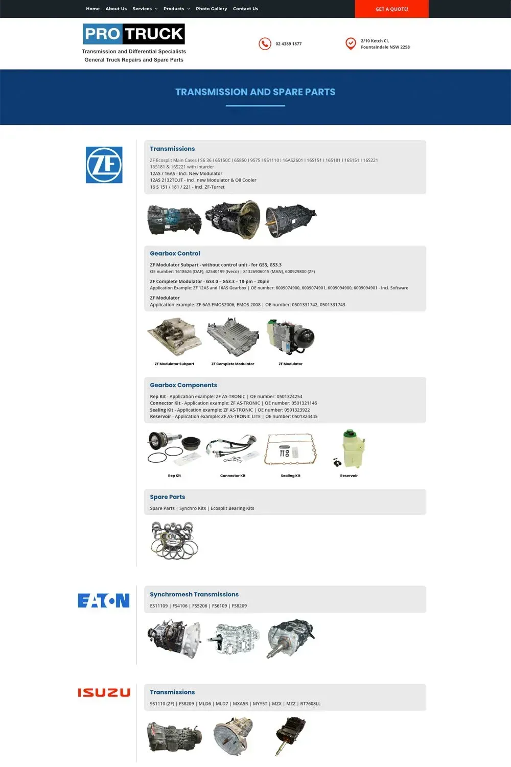 PROTRUCK internal page website preview #3