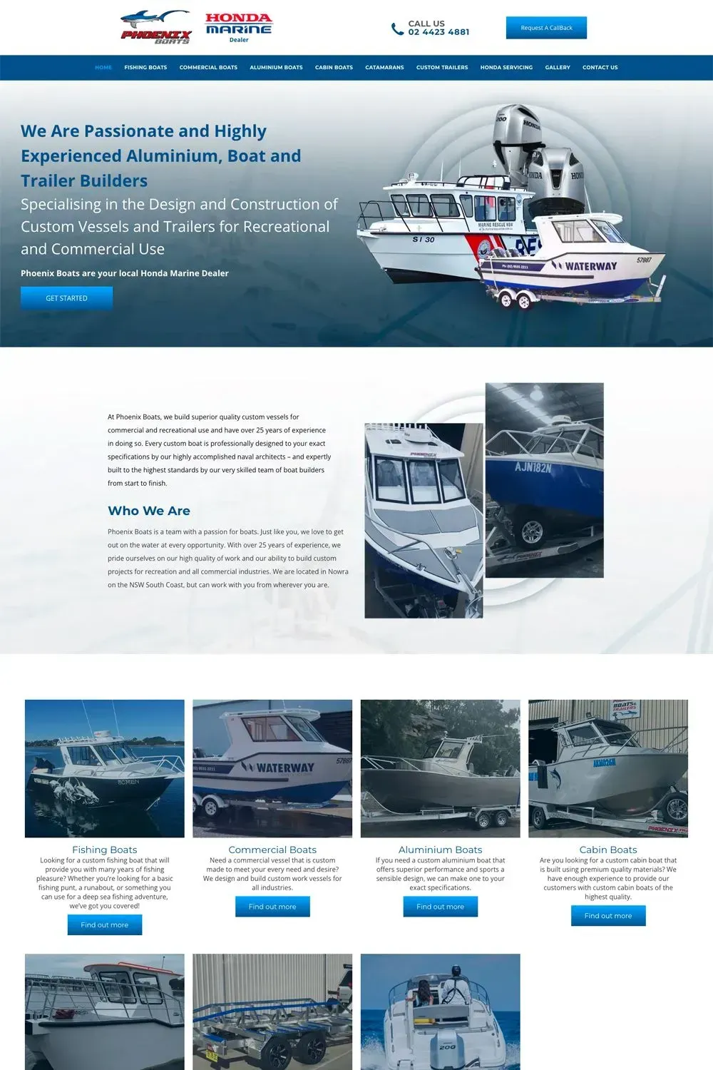 Phoenix Boats home page preview