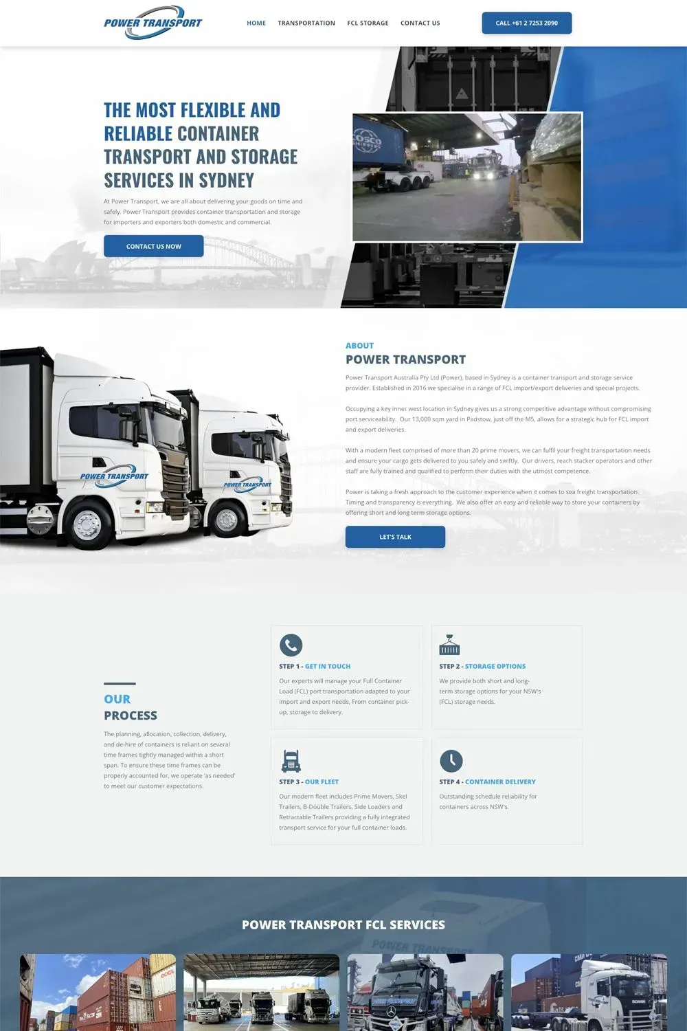 Power Transport home page preview