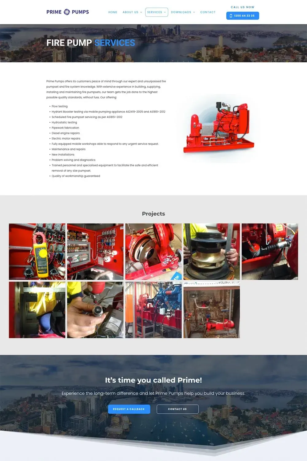 Prime Pumps website preview - internal page #2